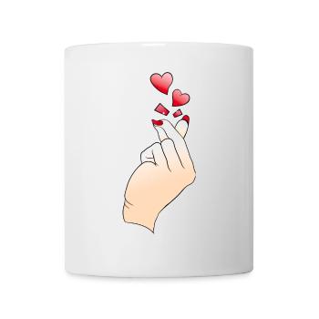Finger Heart Korean K Pop Love - Mug blanc - blanc - Devant