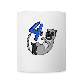 4 Jahre alt - 4. Geburtstag mit Tier Motiv - Tasse - Weiß - Vorne