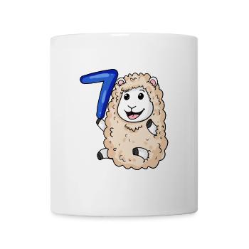 7 ans - 7ème anniversaire avec motif animal - mouton - Mug blanc - blanc - Devant