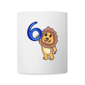 6 ans - 6ème anniversaire avec motif animal - Lion - Mug blanc - blanc - Devant