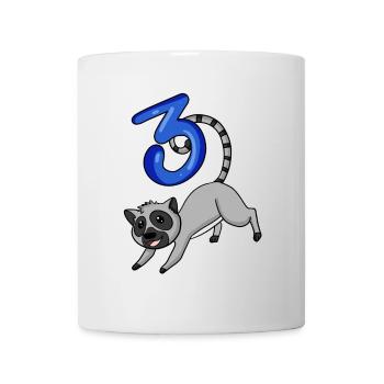 3 Jahre alt - 3. Geburtstag mit Tier Motiv - Lemur - Tasse - Weiß - Vorne