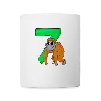 7 Jahre alt - 7. Geburtstag mit Tier Motiv - Affe - Tasse - Weiß - Vorne