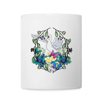 Début du printemps Cygne Faune Nature Oiseaux - Mug blanc - blanc - Devant