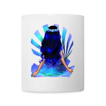 Fleur Enfant Noir Bleu Cheveux Rose Fille - Mug blanc - blanc - Devant