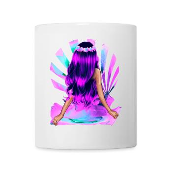 Fleur Enfant Noir-Rose Cheveux Rose Fille Violet - Mug blanc - blanc - Devant