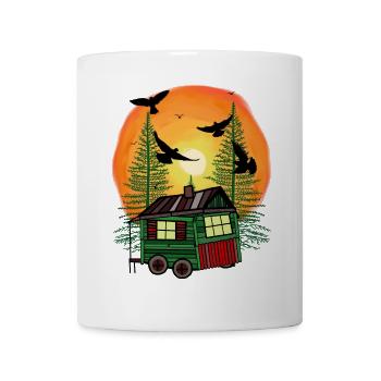 Waldbewohner Freizeit Bauwagen Camping Hütte Natur - Tasse - Weiß - Vorne