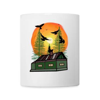 Real estate house cottage dwelling lonely solitude raven - Mug - white - Front