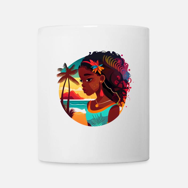 Tropical beauty with sunset - Mug - white