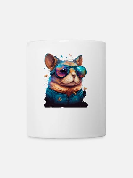 Katzenastronaut mit Neonbrille - Tasse - Weiß
