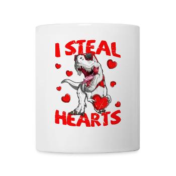 I Steal Hearts Valentine's Day Gift Kids Dino - Mug - white - Front