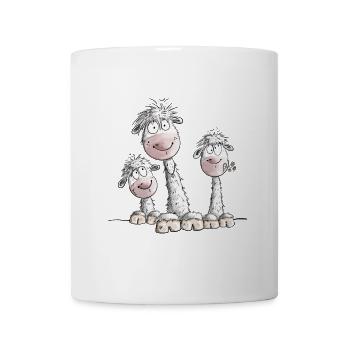 Lustiges Lama Trio Mit Blumen I Alpaka Design - Tasse - Weiß - Vorne