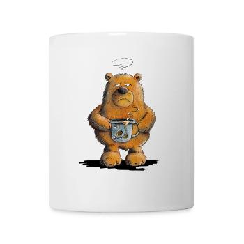 Morning grouch bear with coffee - Mug - white - Front