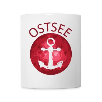 Ostsee See Anker Symbol Sonne Mond Illustration - Tasse - Weiß - Vorne