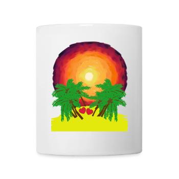 Romantique Island Palm Palms Sunshine Caribbean Heart - Mug blanc - blanc - Devant