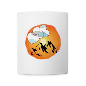 Sunshine Hearts Mountains Mountain Clouds Nature - Mug - white - Front