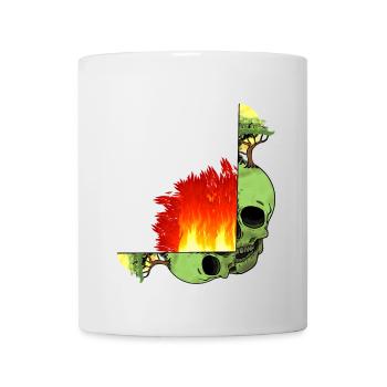 Totenkopf Klimawandel Feuer Flamme Inferno Erde - Tasse - Weiß - Vorne