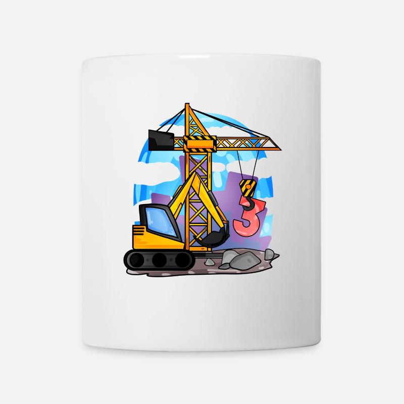 3. Geburtstag 3 Jahre Kran Baustelle Bagger Junge - Tasse - Weiß