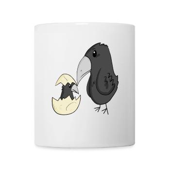 Crow Family - Crow with Baby - Crow Motif - Mug - white - Front