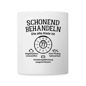77. Geburtstag Schonend Behandeln Alte Kiste 77 - Tasse - Weiß - Vorne