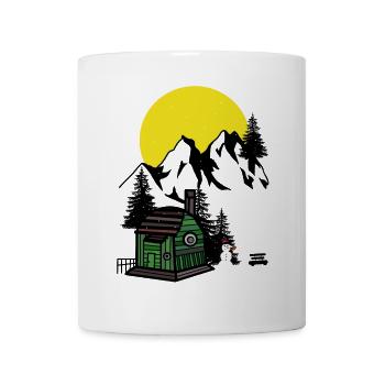Mountains Austria Winter Snowman Hut Alps - Mug - white - Front