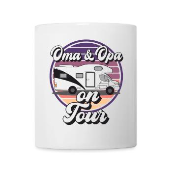 Oma und Opa on Tour Retro Sunset Wohnwagen design - Tasse - Weiß - Vorne