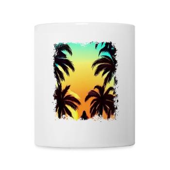 Lever de soleil tropical sous les palmiers - Mug blanc - blanc - Devant