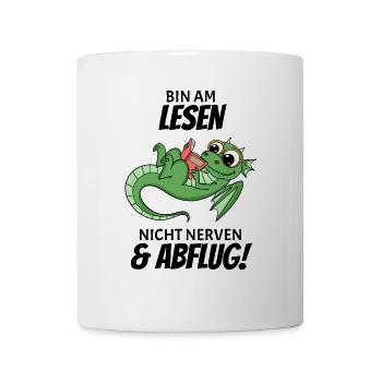 Bücher Drache Drachen - Tasse - Weiß - Vorne