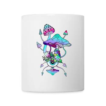 Champignons Magiques Néon Champis Psychédéliques - Mug blanc - blanc - Devant