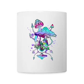 Trippy Neon Psychedelic Mushrooms - Tasse - Weiß - Vorne