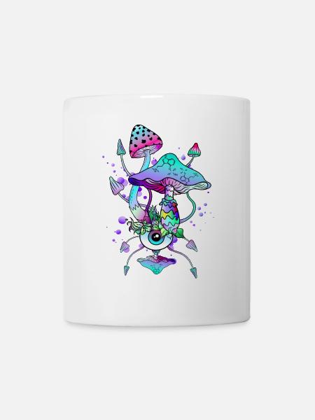 Trippy Neon Psychedelic Mushrooms - Tasse - Weiß
