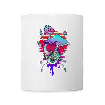 Funny hippie trippy mushrooms with one eye - Mug - white - Front