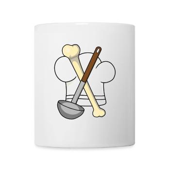 Knochen Suppenkelle Kochmütze Koch Gourmet - Tasse - Weiß - Vorne
