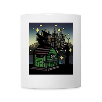 Hütte Wald Raben Waldbewohner wohnen Bauwagen - Tasse - Weiß - Vorne