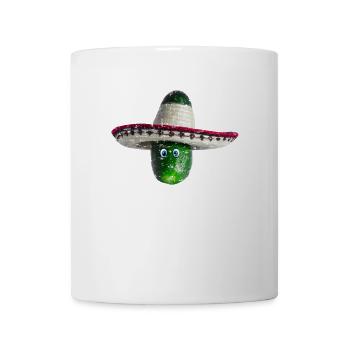 Cucumber with Mexican hat and blue eyes - Mug - white - Front