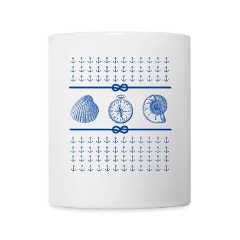 Seashells and Compass - Nautical Theme Lovers - Tasse - Weiß - Vorne
