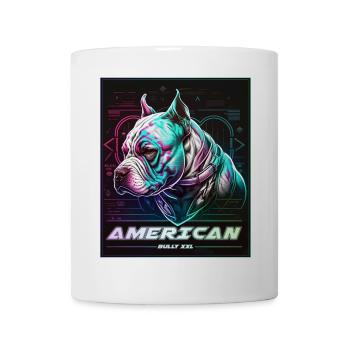 Bulldog Américain Neon Cyberpunk - Mug blanc - blanc - Devant
