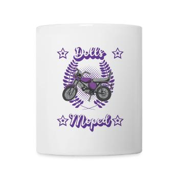 Moped Mopedfahrerin Retro Mofa Zweitakt Roller - Tasse - Weiß - Vorne