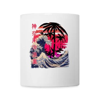 Große Welle Kanagawa Retro Sunset - Tasse - Weiß - Vorne
