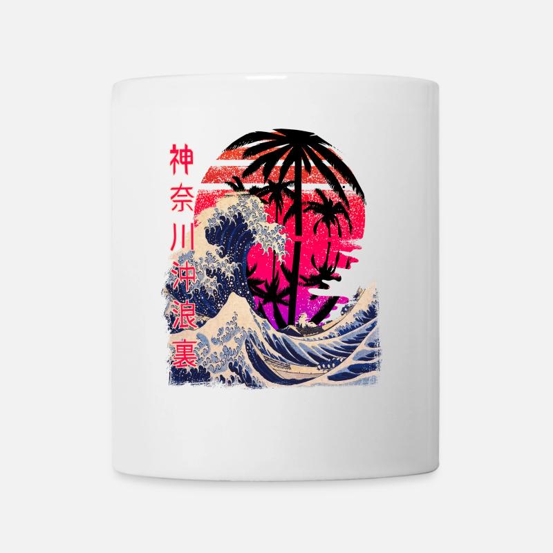 La grande vague de Kanagawa Retro - Mug blanc - blanc