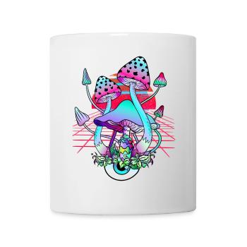 Psychedelic Mushrooms - Retro Wave Sunset - Mug - white - Front