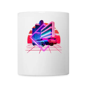 Retro Wave Sportwagen 80s Skyline Vaporwave - Tasse - Weiß - Vorne
