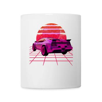 Retro Wave super Car Sunset - Mug - white - Front