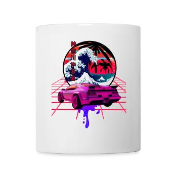 big wave off kanagawa retro wave sunset - Mug - white - Front