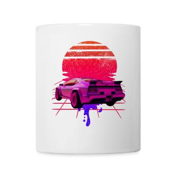 Retro Wave Supercar Sunset - Tasse - Weiß - Vorne