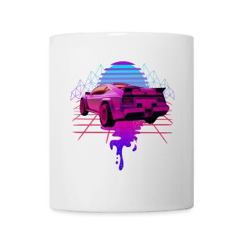 Ästhetik Sportauto Vaporwave Sunset Retrowave - Tasse - Weiß - Vorne