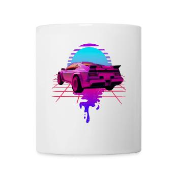 Retro Wave Sport Car Sunset - Mug - white - Front