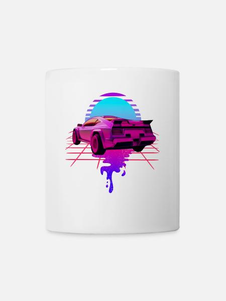 Retro Wave Sport Car Sunset - Tasse - Weiß