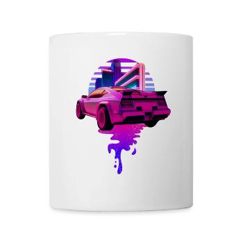 Retro Wave Sportwagen Vaporwave Sunset - Tasse - Weiß - Vorne