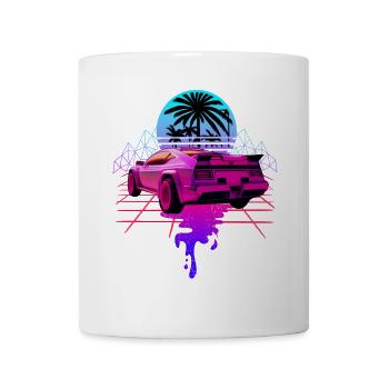Retro Wave Sports Car Vaporwave - Mug - white - Front