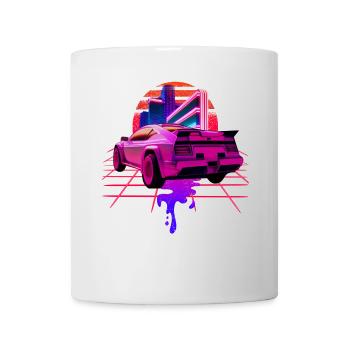 Retro Wave Sportwagen Vaporwave Sunset - Tasse - Weiß - Vorne
